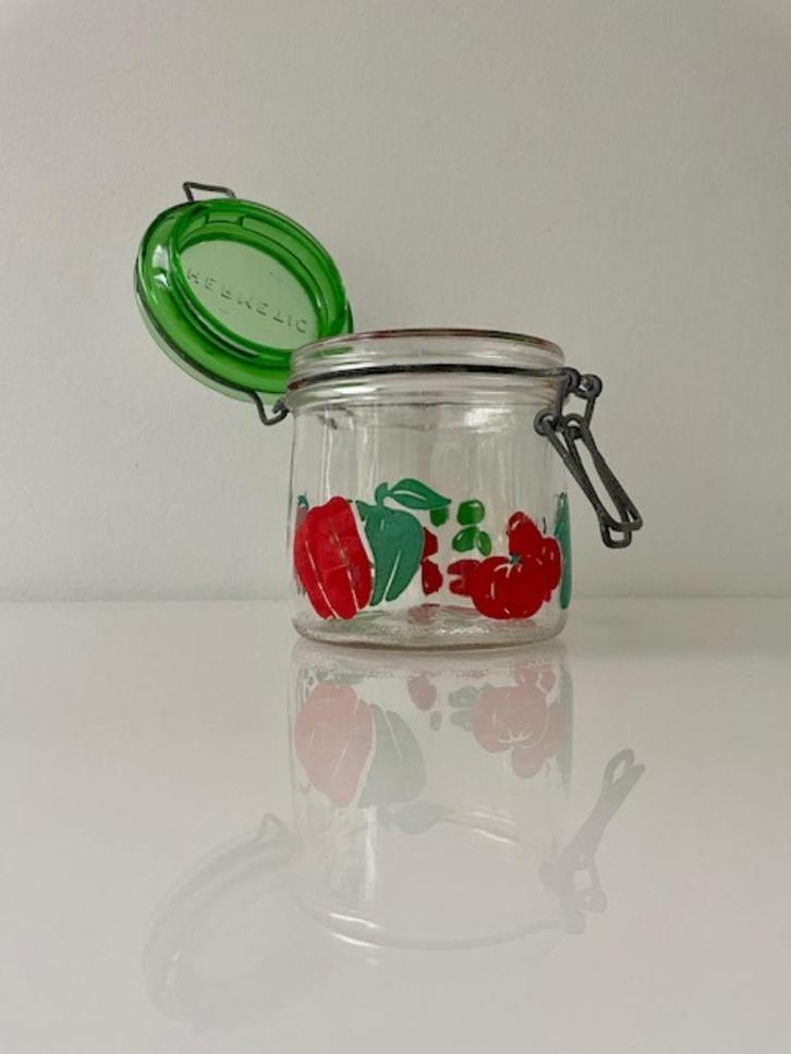 Vintage Carlton Glass weckpot met retro groenteprint, Antiek en Kunst, Antiek | Servies los, Ophalen of Verzenden