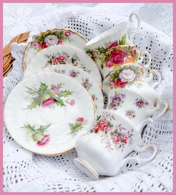 Brocante kopjes high tea servies Royal Albert kop en schotel