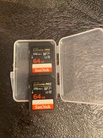 2 x SanDisk Extreme Pro 64GB, Audio, Tv en Foto, Fotografie | Geheugenkaarten, SD, 64 GB, Ophalen of Verzenden, Zo goed als nieuw