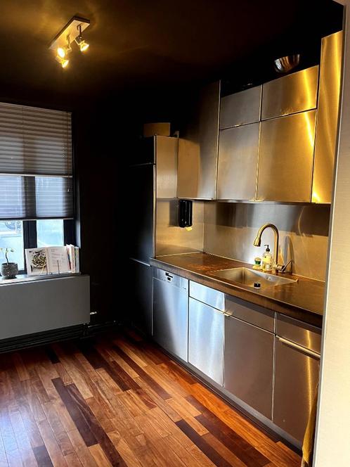 Strakke RVS keuken, Huis en Inrichting, Keuken | Complete keukens, Gebruikt, Dubbelwandige keuken, Overige kleuren, Staal of Rvs