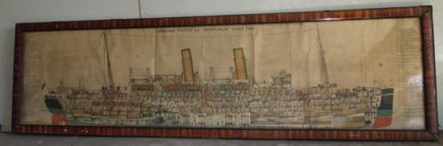 antieke kader doorsnede ocean liner stoomschip Montcalm, Verzamelen, Scheepvaart, Ophalen