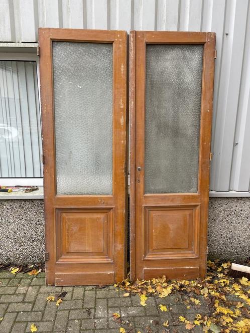 Prachtige antieke set ensuitedeuren, Doe-het-zelf en Verbouw, Deuren en Horren, Gebruikt, Binnendeur, 215 cm of meer, 120 cm of meer