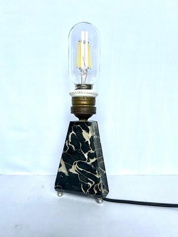 vintage retro tafellamp lampvoetje marmer koperen fitting