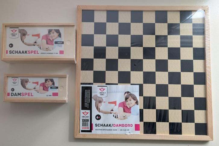 NIEUW - Schaakspel, Schaakbord + Schaakstukken + Damstenen, Hobby en Vrije tijd, Denksport en Puzzels, Nieuw, Schaken, Ophalen of Verzenden