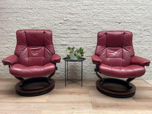 Set Stressles Mayfair verstelbare relax fauteuils relaxstoel, Huis en Inrichting, Fauteuils, Zo goed als nieuw, Leer, 50 tot 75 cm