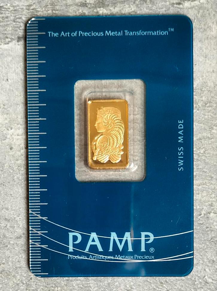 2.5 Gram Goudbaar Pamp - Lady  Fortuna (met Certificaat), Postzegels en Munten, Edelmetalen en Baren, Goud, Verzenden
