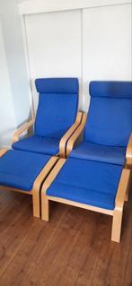 Poang stoel en voetenbank, blauw, Huis en Inrichting, Stoelen, Ophalen, Gebruikt, Blauw, Eén