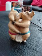 Vintage beeldje varkens, Verzamelen, Ophalen, Gebruikt, Dier
