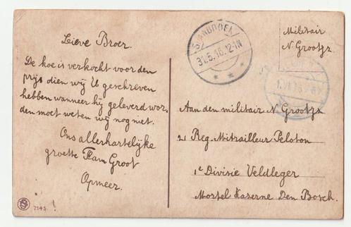 Kaart 21 reg mitrailleur peleton 1e dev Mortel kazerne 1916, Verzamelen, Militaria | Algemeen, Landmacht, Overige typen, Nederland