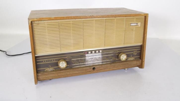 Philips B3W22A Buizenradio – 1954, hout, niet werkend, Antiek en Kunst, Antiek | Tv's en Audio, Ophalen of Verzenden