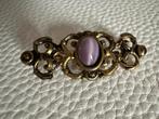 Q218/Vintage Sierlijke Cat eye Broche, Sieraden, Tassen en Uiterlijk, Broches, Overige materialen, Gebruikt, Verzenden, Paars