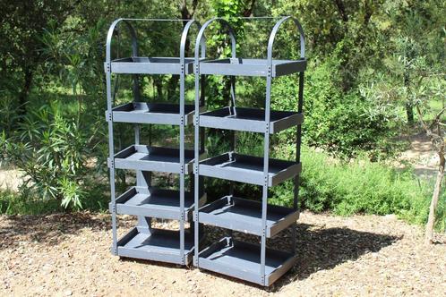 Brocante - Twee bijzondere hoge etagères!, Huis en Inrichting, Kasten | Stellingkasten, Gebruikt, Ophalen