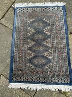 Vintage handgeknoopt kleedje 88x62 cm, Gebruikt, Blauw, Rechthoekig, 50 tot 100 cm