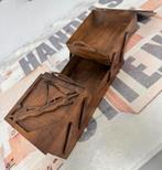 1950 antiek Antieke sieradendoos Hout kist doos met schepen, Ophalen of Verzenden