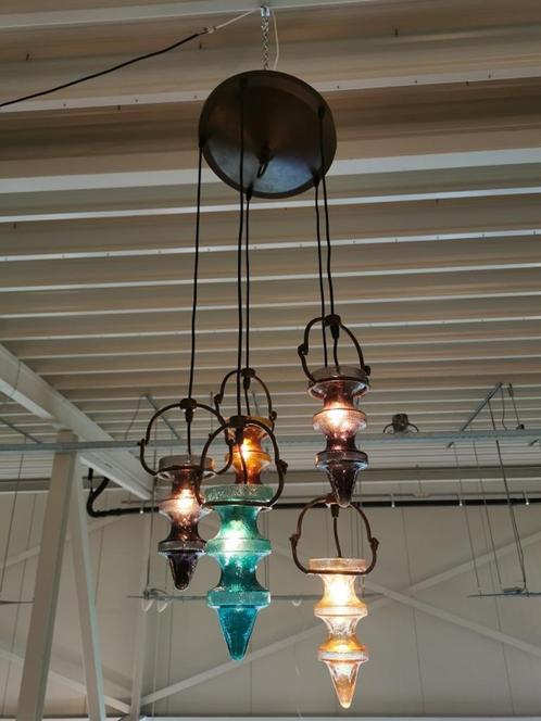 Prachtige jaren 60 Stalactiet hanglamp | Kroonluchter, Huis en Inrichting, Lampen | Hanglampen, Gebruikt, 75 cm of meer, Glas