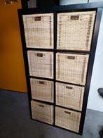 Zwarte kallax kast met riet/rotan mandjes, Huis en Inrichting, Kasten | Ladekasten, Ophalen, Nieuw, 25 tot 50 cm, Minder dan 100 cm