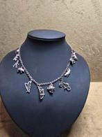 Zilveren vintage bedelketting met 11 bedels, Ophalen of Verzenden, Gebruikt, Zilver, Overige materialen
