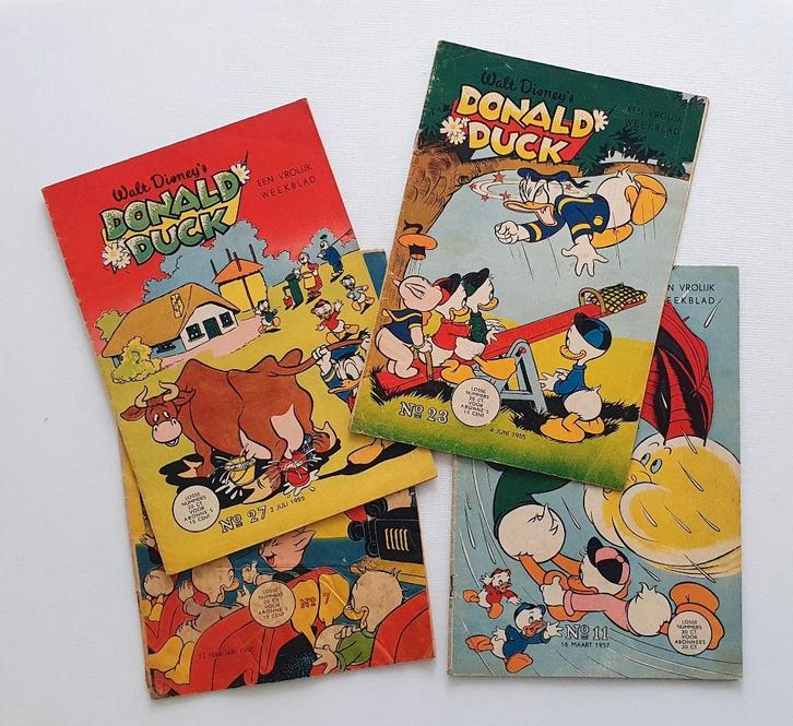 Donald Duck weekbladen (1955 en 1957), Verzamelen, Disney, Gebruikt, Overige typen, Donald Duck, Ophalen of Verzenden