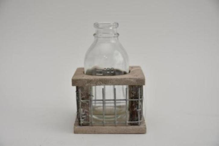 Houten mini kistje met gaas met flesje p/st, Huis en Inrichting, Woonaccessoires | Overige, Nieuw, Ophalen of Verzenden
