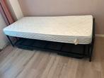 Metalen bedframe met lattenbodem, Gebruikt, 90 cm, Eenpersoons, Zwart
