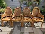 Set van 4 vintage jaren 80 rotan / bamboe eetkamerstoelen, Huis en Inrichting, Ophalen, Gebruikt, Riet of Rotan, Bruin