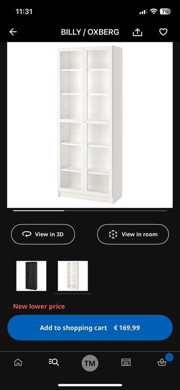 ikea billy kast met glazen deuren (cabinet with glass doors - afbeelding 5