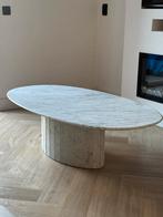 Vintage ovale Carrara marmeren salontafel, Zo goed als nieuw, Minder dan 50 cm, Ovaal, 100 tot 150 cm