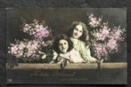 Veel takken met seringen tonen deze twee meisjes, 1909, Verzenden, Voor 1920, Gelopen, Kinderen