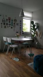 Deense ovale uitschuifbare tafel, Huis en Inrichting, Tafels | Eettafels, Kunststof, Gebruikt, Vintage, Vijf personen of meer