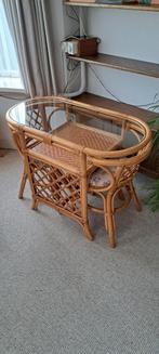Rotan tafelsetje met twee stoelen, Ophalen, Gebruikt, 50 tot 100 cm, 50 tot 100 cm