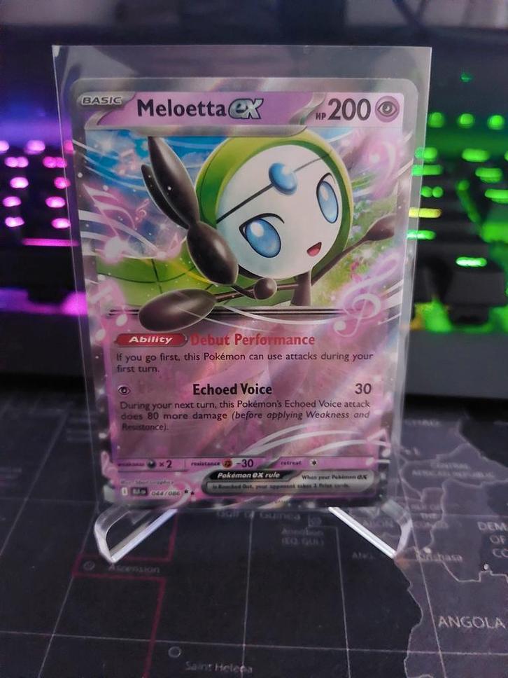 Pokemon Black Bolt Meloetta EX, Hobby en Vrije tijd, Verzamelkaartspellen | Pokémon, Zo goed als nieuw, Losse kaart, Foil, Ophalen of Verzenden