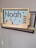 Houten lamp Hout Lokael  met naam Noah walvis en vuurtoren, Ophalen, Zo goed als nieuw, Lamp