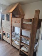 Stevig stijgerhouten stapelbed, Ophalen, 90 cm, Bruin, Steigerhout