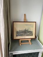 Antieke ingekleurde prent Westminster Hall & Abbey. Londen, Ophalen
