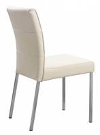 6 Lederen Eetkamerstoelen met RVS Poten, Ophalen, Gebruikt, Wit, Metaal
