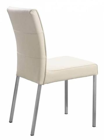 6 Lederen Eetkamerstoelen met RVS Poten beschikbaar voor biedingen