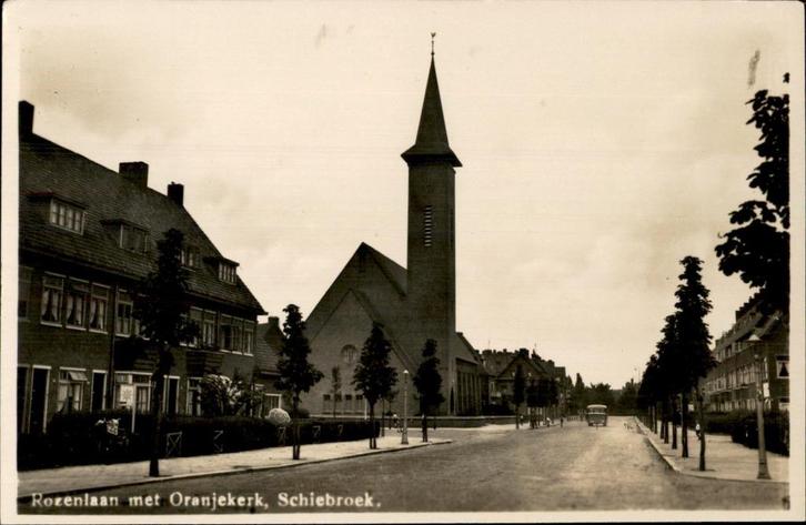 Schiebroek Rozenlaan met Oranjekerk / autobus Sparo, Verzamelen, Ansichtkaarten | Nederland, Ongelopen, Zuid-Holland, Voor 1920