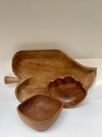 Vintage Set Teak Snack Bowls 3x piece ‘ Wood, Huis en Inrichting, Woonaccessoires | Schalen en Manden, Ophalen of Verzenden