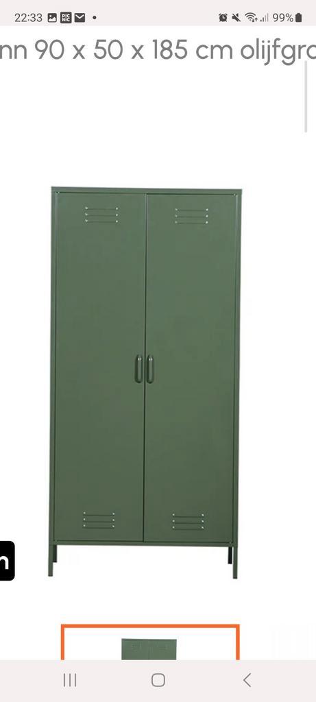 Stalen kledingkast - Olijfgroen, Huis en Inrichting, Kasten | Kledingkasten, 150 tot 200 cm, 50 tot 75 cm, Ophalen