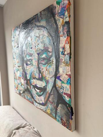 Nelson Mandela Schilderij - Strip Collage beschikbaar voor biedingen