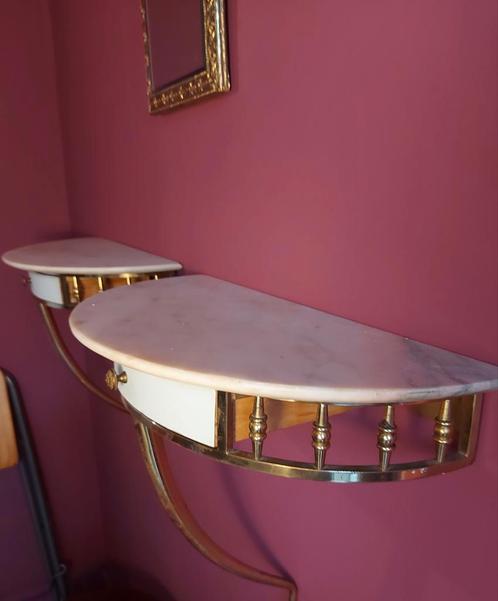 Antieke Muurconsoles Marmer/Messing, Antiek en Kunst, Antiek | Woonaccessoires, Ophalen of Verzenden