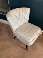 Fauteuil roomwit skai ruitpatroon vintage, Ophalen, Gebruikt, Minder dan 75 cm, Vintage