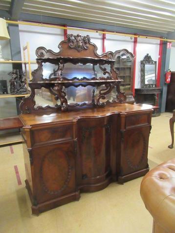 Oer 11201 groot ANTIEK mahoniehouten spiegel dressoir beschikbaar voor biedingen