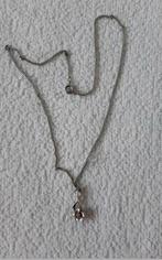 Zilverkleurige ketting met rozenhanger, Ophalen of Verzenden, Zilver, Overige materialen, Met hanger