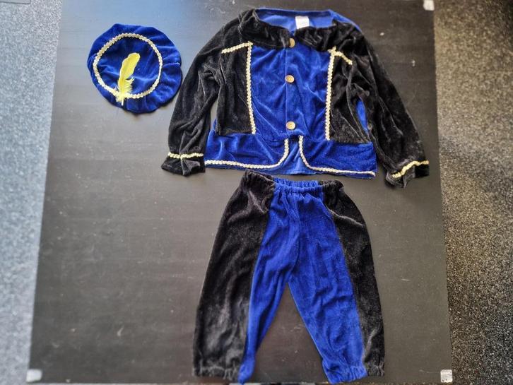 Pietenpak blauw/zwart - Maat 98 t/m 110, Diversen, Sinterklaas, Gebruikt, Ophalen of Verzenden