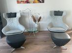 2x Leolux Caruzzo fauteuil met poef – als nieuw, Ophalen, Zo goed als nieuw, 75 tot 100 cm, Leer