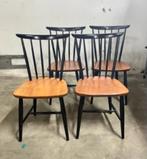 Set vintage spijlen stoelen. pastoe-tapiovaara-stijl, Vier, Gebruikt, Hout, Ophalen