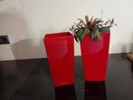 LECHUZA plantenbak  // bloempot  ROOD met bewateringssysteem, Kunststof, Ophalen of Verzenden, Zo goed als nieuw, Minder dan 50 cm