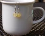 oorbellen van 8 mm kraal licht geel agaat, Sieraden, Tassen en Uiterlijk, Oorbellen, Overige materialen, Hangers, Geel, Nieuw
