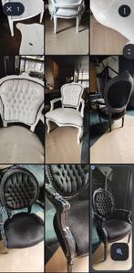 Set 6x Fauteuil Barok antieke stoelen stof teddy PU leer, Ophalen, Gebruikt, Barok, Minder dan 75 cm
